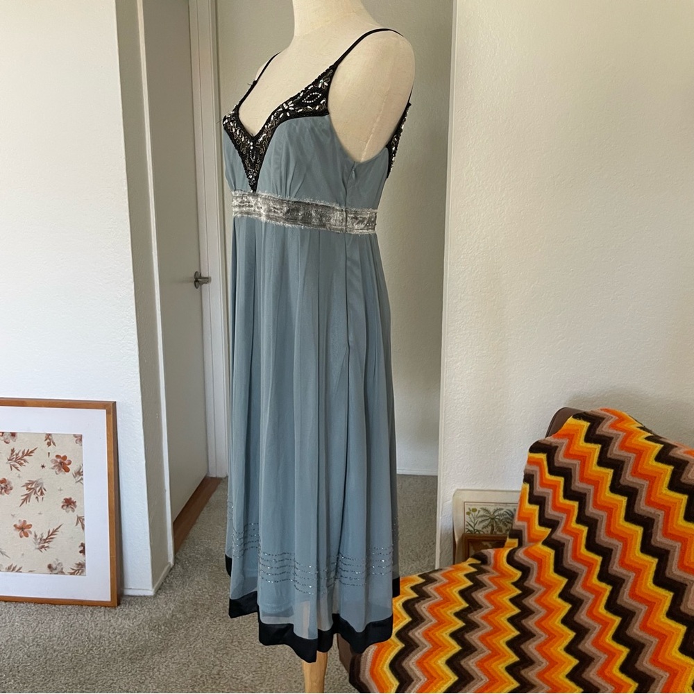 SOLD Vintage Y2K Sue Wong Fairy Beaded Embellished Silk Midi Dress - Picture 4 of 12